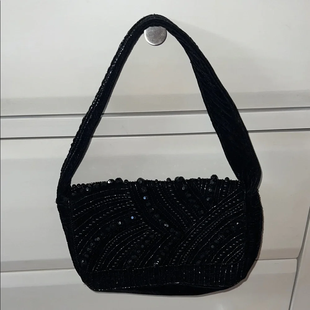 a new day Black Beaded Shoulder Bag
